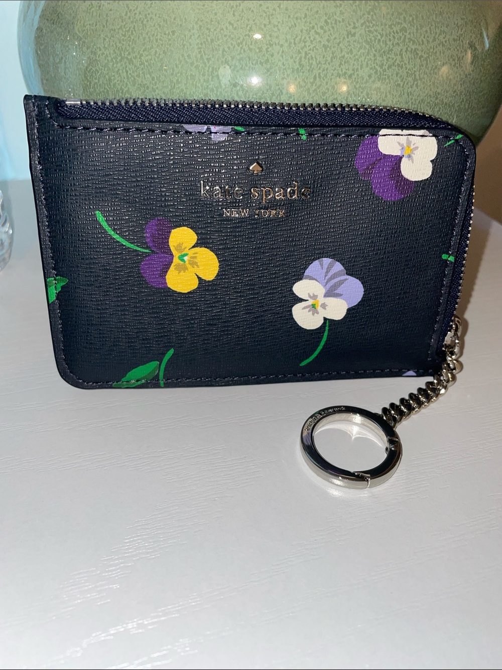 kate spade Black Floral Key Ring Card Holder